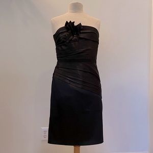 White House Black Market Formal Black Strapless Sheath Dress Size 10 / Satin
